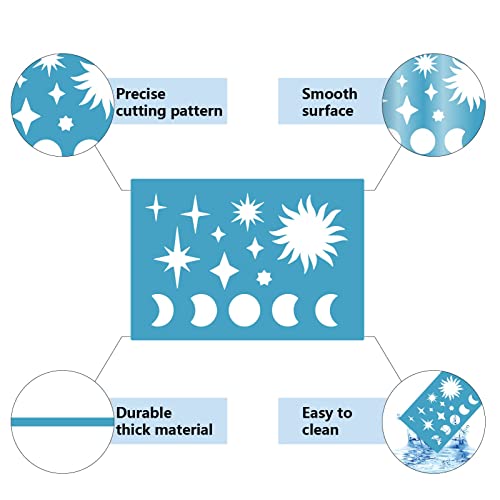 GORGECRAFT Moon Phase Star Jewelry Shape Template Sun Reusable Leather Earrings Making Planet Acrylic Cutouts Cutting Stencil for Drawing Jewelry DIY Crafts Scrapbook 5.1x3.5 Inch - style: Sun Stencils