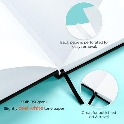 Ohuhu 8.5"x11" Double-Sided Bleedproof Marker Pad Art Sketchbook 60 Sheets | Large Sketch Book - 90 LB/150 GSM Smooth Drawing Paper - 60 Sheets/120 Pages -Hardcover Sketch Pad for Alcohol Markers Paints - size: 8.5" x 11"