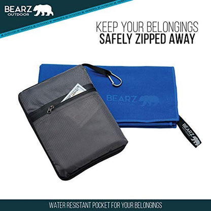 Microfiber Towel Set by BEARZ Outdoor. Microfiber Towels for Body, Workout Towel, Camp Towel, Yoga Towel, Sweat Towel, Microfiber Beach Towel, Travel Towel. Fast Drying & Compact. Free Face Towel - color: Navy Blue (2 Pack)