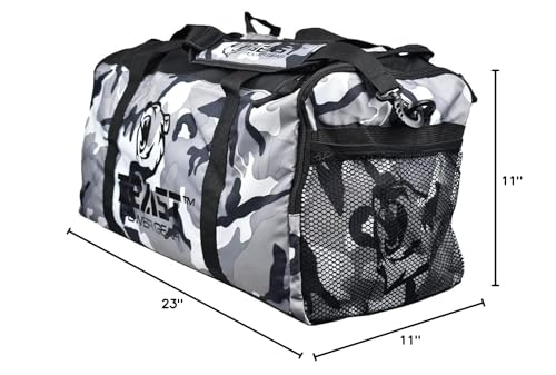 Beast Power Gear Gym Duffle Bag- Workout, Boxing, MMA, Sports Bag with Shoes Compartment and Adjustable Shoulder Strap for Men and Women (Gray Camo) - color: Gray Camo
