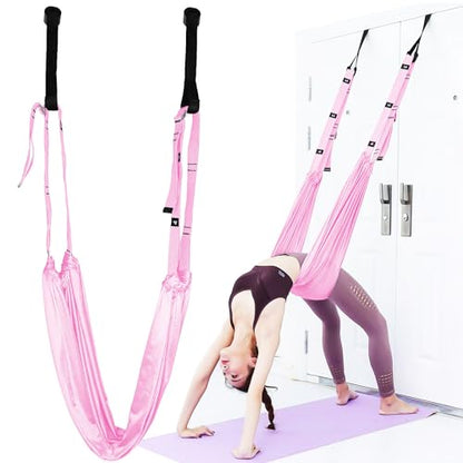 Leg Stretcher Strap Adjustable Fitness Strap Band for Waist Trainer Stretching Door Swing Flexibility Tensile Trainer with Carrying Pouch Back Bend Go Upside-Down for Yoga Practitioner Ballet Dancer Gymnastics Exercises - color: Pink