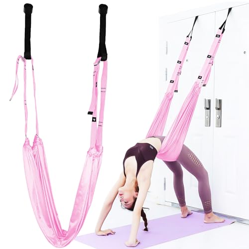 Leg Stretcher Strap Adjustable Fitness Strap Band for Waist Trainer Stretching Door Swing Flexibility Tensile Trainer with Carrying Pouch Back Bend Go Upside-Down for Yoga Practitioner Ballet Dancer Gymnastics Exercises - color: Pink