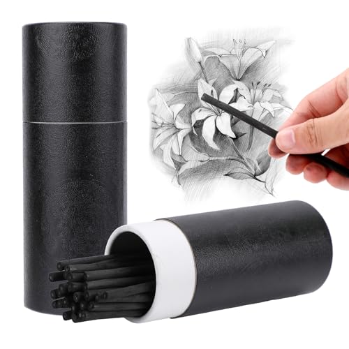 25 Pcs Willow Charcoal Sticks, 5.4 Inch in Length, 0.15-0.2in/4-5mm Dia, Artist Vine Sketch Charcoal Pencils for Sketching Drawing Art Sketch Artists Supplies (4-5mm) - size: 4-5mm