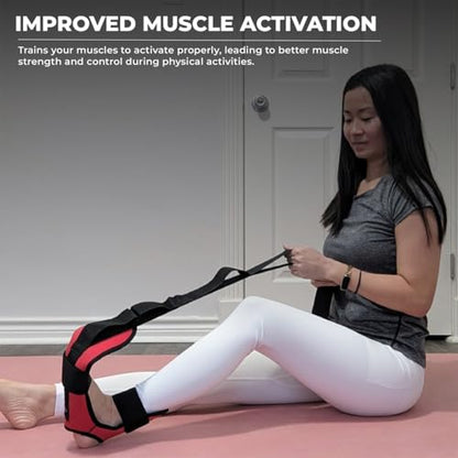 Foot and Calf Stretcher - Stretching Strap for Plantar Fasciitis, Achilles Tendonitis, Heel Spurs, Foot Drop, & Hamstring, Versatile Stretch Strap Used as Leg stretcher, Hamstring Stretcher and Foot Stretcher - color: Red
