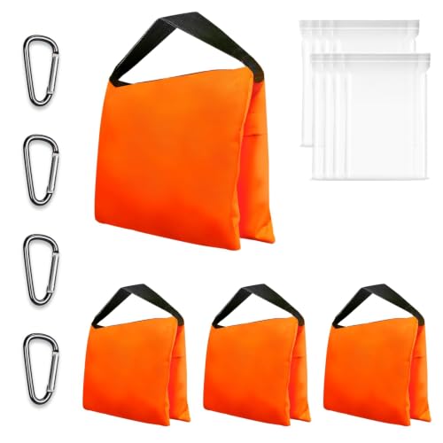 EMART 4Packs Sand Bags for Weight Orange Sandbags for Backdrop Stand Canopy | Heavy Duty Sandbags(No Sands) for Light Stand Tripod, Photography, Pop Up Tent, Umbrella Base, Camping, Fishing Chair, Sports - color: Orange