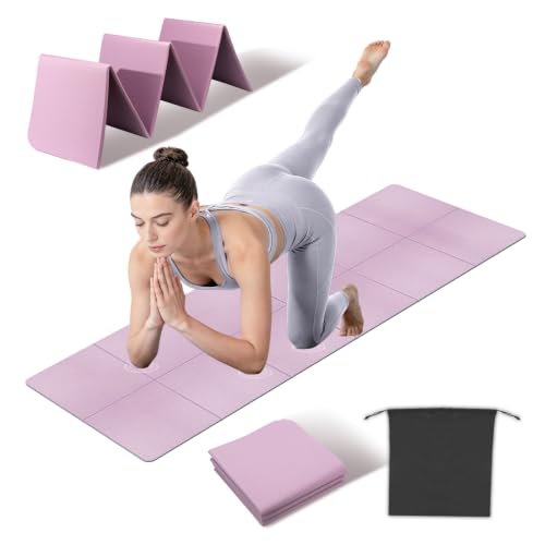 Foldable Yoga Mat Thick Non-Slip Exercise Mat - color: lilac