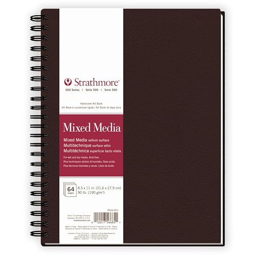 Strathmore 500 Series Mixed Media Paper Art Book, Matte Brown Cover, Natural White, Side Wire Binding, 32 Sheets, 8.5x11 inch - size: 8.5x11 inch, style: Side Wire
