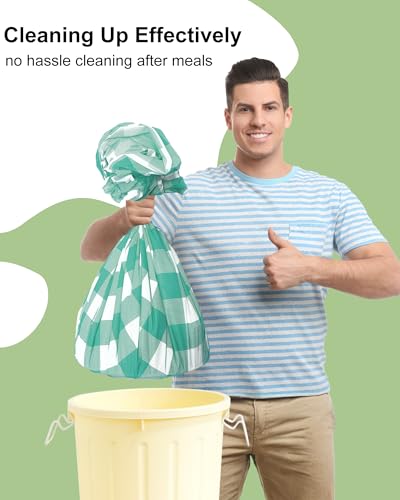 Smiry 12 Packs Gingham Disposable Table Cloth, 54 x 108 Inch Waterproof Plastic Tablecloth, Rectangle Teal and White Checkered Table Covers for Picnic, Birthday, Party - color: Teal and White, size: 54"x108" (Pack of 12)
