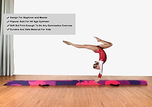 Marfula 6 FT / 8 FT / 9 FT Folding Gymnastics Beam Foam Balance Floor Beam - color: PinkPurple-Camo, size: 8 Ft