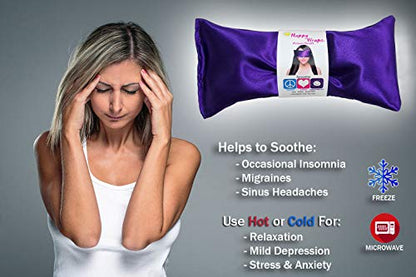 Lavender Eye Pillow - Hot Cold Weighted Eye Pillows for Relaxation, Sleep, Stress, Migraine Relief, Yoga - Aromatherapy Gifts for Women, Birthday, Teachers, Made in USA by Happy Wraps - Amethyst - color: Amethyst
