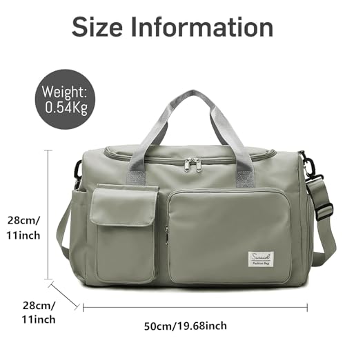 Suruid Gym Bag with Shoe Compartment, Sports Duffle Bag for Women, DGray - color: Dark Gray