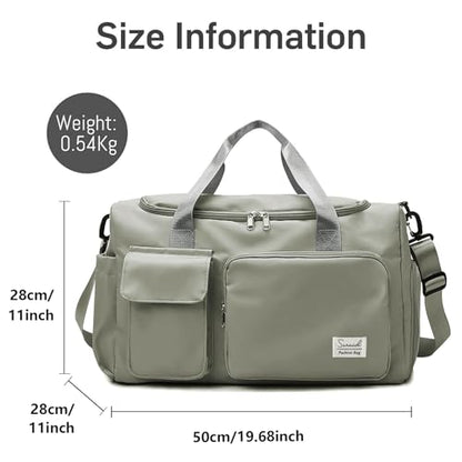 Suruid Gym Bag with Shoe Compartment, Sports Duffle Bag for Women, DGray - color: Dark Gray