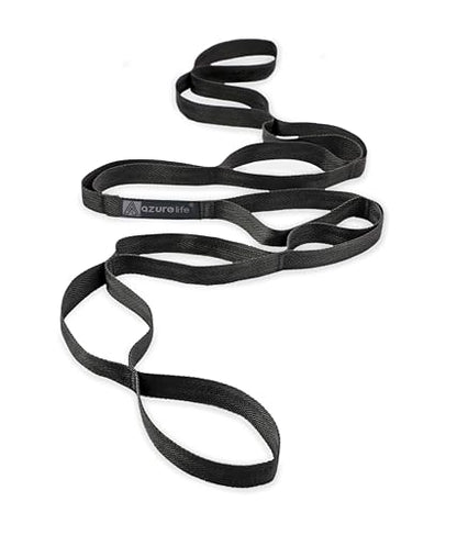 A AZURELIFE Premium Durable Stretch Straps with Loops, Stretching Strap for Physical Therapy, Multi-Loop Yoga Strap Fitness Exercise Strap for Yoga, Pilates, Dance, Flexibility&Exercise - color: #2-Black