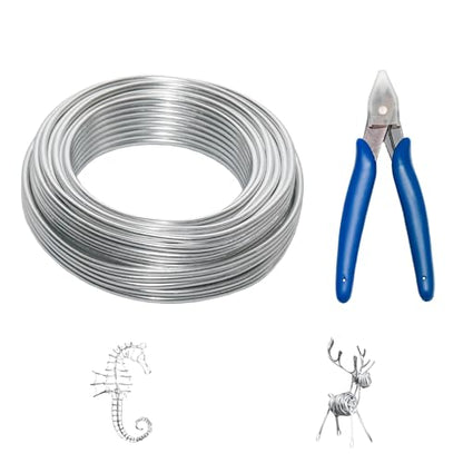 9 Gauge Silver Craft Sculpting Wire，50ft Armature Wire for Sculpting,Craft Wire Bendable for DIY Craft with 1 Plier - size: 9 Gauge
