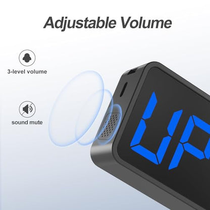 ANJANK Small Portable Gym Timer Clock, Strong Magnet, Workout Interval Timer with Powerful Battery, Stopwatch, Remote Control, Adjustable Brightness, Fitness Digital Timer for Home/Garage/Boxing