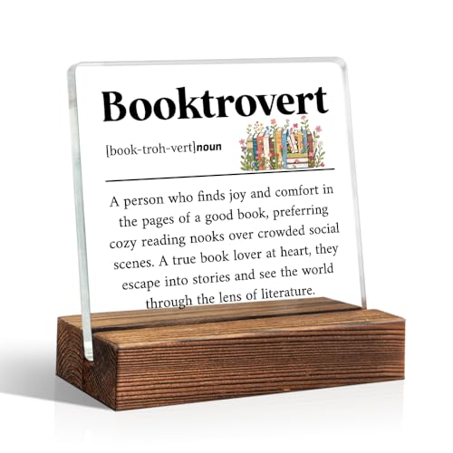 Booktrovert Definition 아크릴 사인 여성용 책 애호가를 위한 선물 - color: 화이트 & 멀티