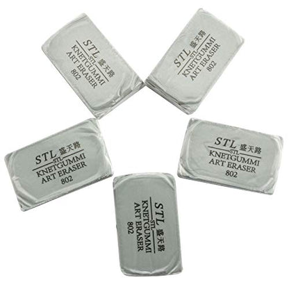 5-Pack Art Sketch Pencil Pastel Painting Special Eraser,Art Kneaded Eraser Drawing Tools for School Student Stationery Office Supplies(Gray)