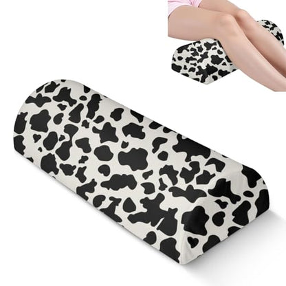 Knee Pillow for Back Sleeping – Half Moon Bolster Pillow for Under Knee While Sleeping Support, Leg & Back Pain Relief (21.5x9x5 Inches) - color: Cow
