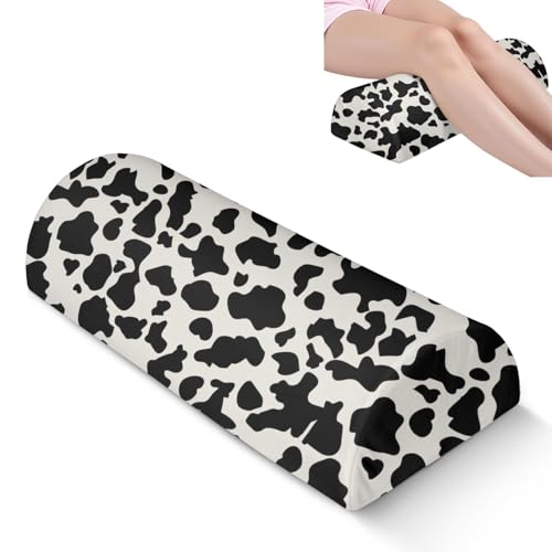 Knee Pillow for Back Sleeping – Half Moon Bolster Pillow for Under Knee While Sleeping Support, Leg & Back Pain Relief (21.5x9x5 Inches) - color: Cow
