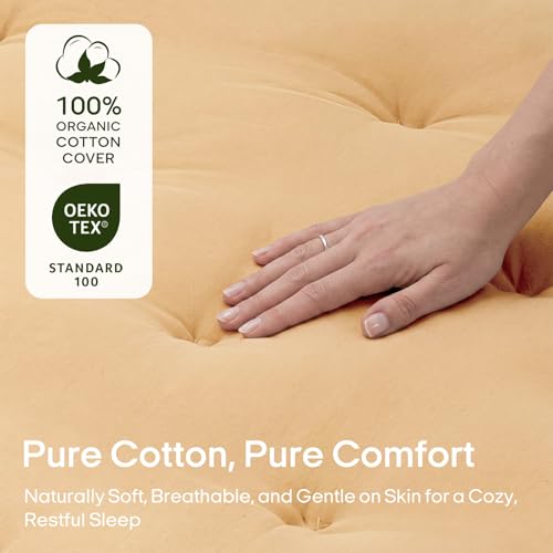 ZonLi Japanese Floor Mattress, 100% Cotton Cover Foldable Futon Mattress - color: Burro, size: Twin(75"L x 39"W x 2.5"Th)