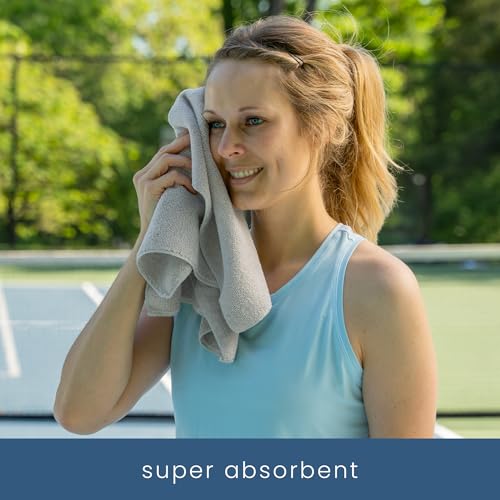 S&T INC. Microfiber Gym Towels, 6 Pack, 16" x 27" | Absorbent and Lightweight, Quick-Dry, Compact for Gym Bag, Yoga and Travel, Machine Washable - color: Light Grey