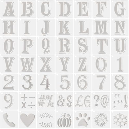 2 Inch Alphabet Stencils Reusable Uppercase Letters Numbers Symbols | Spray Painting Letter Stencils 49Pcs Drawing Template Kit for Wedding, Banners, Signage Making, Poster Making, DIY Art Craft - size: 2 INCH