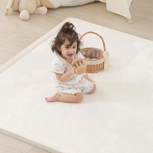 1.5" Thick Baby Play Mat for Floor,79x118 Large Memory Foam Tummy Time Mat | Ultra Soft Playmat for Baby,Tummy Time Foam Mats,Cushioned for Infant,Kids and Toddler Crawling,Easy Care - color: Cream, size: 79"×118"×1.5"