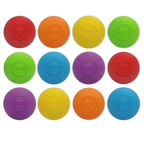 Velocity Lacrosse Balls - 9가지 색상 선택 가능, 1, 2, 3, 6, 18, 60, 120 (케이스) 팩 - color: 멀티 컬러, size: 12 Balls, style: 연습용 공