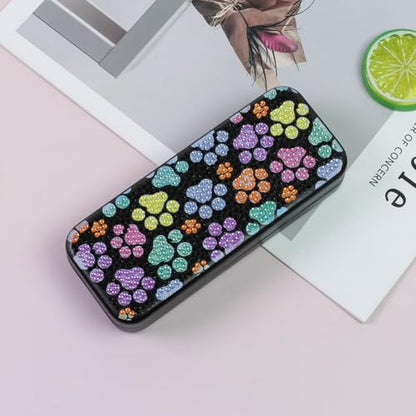FlyingMage 5D Diamond Art Painting Kit for Adults Beginner, Small DIY Diamond Dots Gem Art Painting Mosaic Kits, Cute Hard Shell Sunglasses Eyeglasses Glasses Case for Women Teen, Cat Paw - color: Multicolor Paw