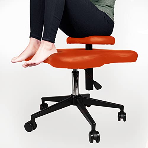 Hans Meditation Chair,Cross Legged Kneeling Chair for Ergonomic Posture Corrective Seat (Orange) (211) - color: Orange