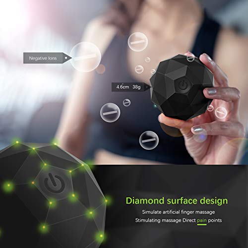 Electric Vibrating Massage Ball, 2-Speed Fitness Yoga Pilates Physical Therapy Massage Roller to Fight Sore Muscles,Washable Negative Ion Vibration Massages ball for Muscle Recovery,Myofascial Release - color: Black