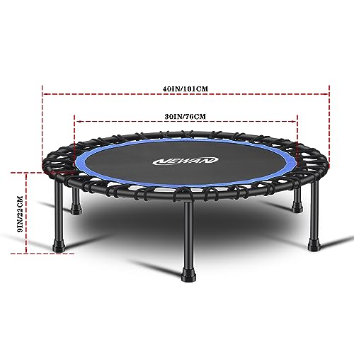 Newan 40"-48" Silent Mini Trampoline Fitness Trampoline Bungee Rebounder Jumping Cardio Trainer Workout for Adults-Max Limit 330lbs - color: 40" Round Blue (NO Handle)