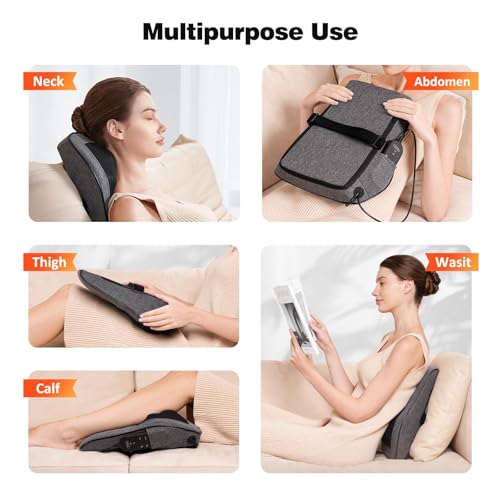 Boriwat Neck and Back Massager with Heat, 3D Kneading Shiatsu Massage Pillow for Neck, Back, Shoulders, Legs, Deep Tissue Relief for Sore Muscles, Home & Car, Great Gift for Women, Men, Mom, Dad