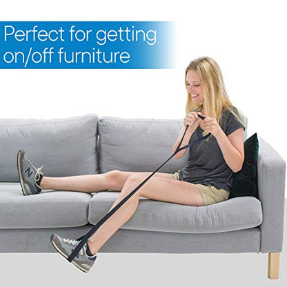 RMS Premium Leg Lifter with Hand Strap and Foot Loop, 35 Inch | Leg Lifter Strap, Helps lift a weak leg into bed, a wheelchair, chair or car without reaching down or using your hands - size: 35 Inch (Pack of 1)