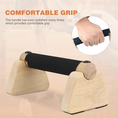 Wooden Parallettes 2 PCS Wood Push-up Stand for Exercise Home Workout Equipment Strength Training Non-Slip Base for Handstand Blocks, Pushup Handles & Planks