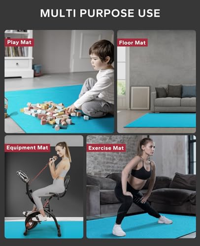 HAPBEAR Large Exercise Mat-6'x4'/7'x5'/6'x8'/6'x9'/6'x10'/6'x12'x 1/3"(8mm) - color: Lake Blue-High Density 7'×5'×⅓"