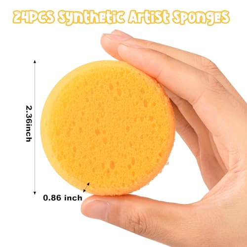24Pcs Round Craft Sponge, Pottery sponges for Leather Care, Horse Tack Maintenance and Versatile Crafting - style: 3F-SyntheticSponges24PCS