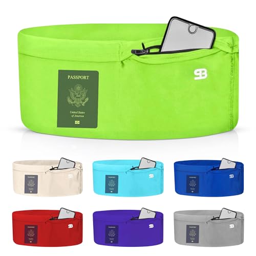 StashBandz Running Belt Money Belt 4-Pocket Phone Holder - color: Neon Green, size: X-Small