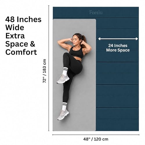 Extra Wide & Large Foldable Yoga Mat, 72" x 48", 6mm/8mm Thick - color: Dark Green, size: 48" x 72" x 1/3"