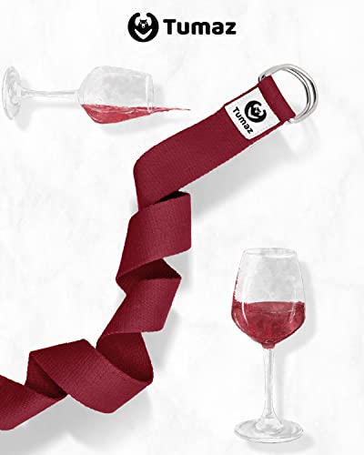 Tumaz Yoga Strap for Stretching with Adjustable D-Ring, 6/8/10 ft - color: 08. Burgundy, size: 8 Feet (with Storage Band)