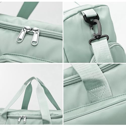 Suruid Gym Bag with Shoe Compartment, Sports Duffle Bag for Women, LGreen - color: Light Green