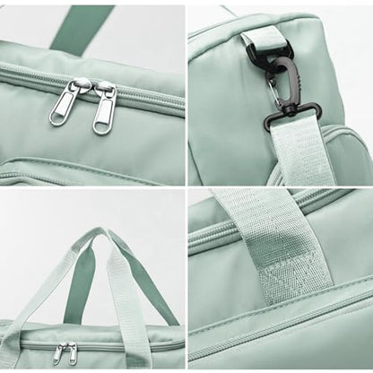 Suruid Gym Bag with Shoe Compartment, Sports Duffle Bag for Women, LGreen - color: Light Green