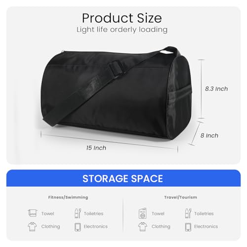 C&F BOGMOST Small Gym Bag for Women & Men,Small Lightweight Duffel Bag Carry On Bags Mini Duffel Travel Bag Waterproof Sports Bags for Workout/Sport/Travel, Dark Green - color: A2-Dark green-Small, size: 15 INCHES