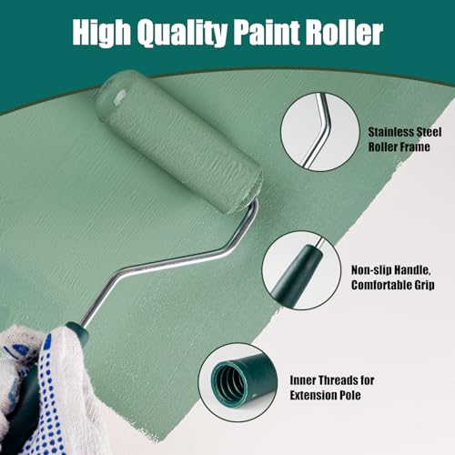 Foam Paint Roller Kit, 14 Pack, 4 Inch Small Paint Roller Covers | Rollers for Smooth Finish, Paint Tray Set with Frame, High Absorption, for Painting Walls, Furniture, Cabinets and Ceilings