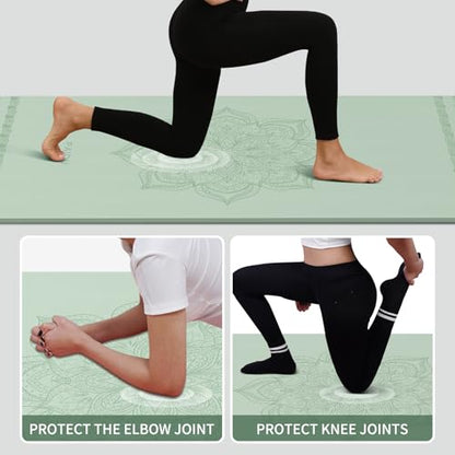 PAIDU Large Yoga Mat 72"x36"x10mm Non-Slip Exercise Mat for Home Gym Studio - color: Green