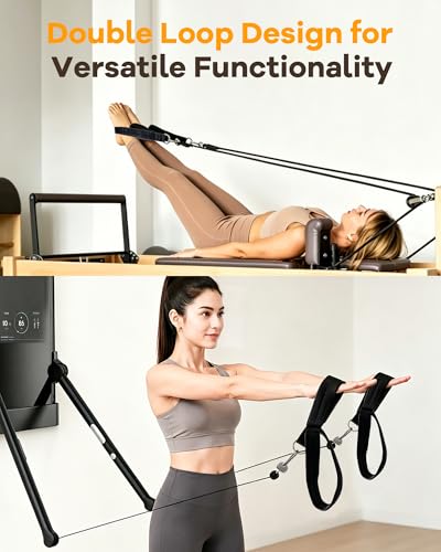 Wonderful Day Upgraded Pilates Loops Compatible with Tonal Smart Home Gym, Soft Thickened Double Loop Straps with Sturdy Adapters, Fitness Accessories for Reformer & Wall Pulley (2 Count) - color: Black