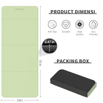 7-Fold Yoga Mat 70"x24" - 1/2 Inch Thick - color: Grass Green + Black