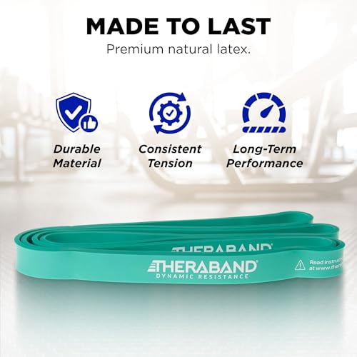 THERABAND High Resistance Band, 25 lbs, Medium, Green, Physical Therapy | Resistance band for exercise, physical therapy and stretching, with progressive color-coded levels - size: Medium (25 lbs)