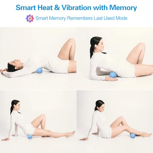 Vibrating Massage Ball with Heat, 7 Modes & Memory Function, Portable Deep Tissue Massage Ball for Back, Shoulders, Hips, Legs & Feet, Rechargeable Muscle Massager (Blue) - color: Blue