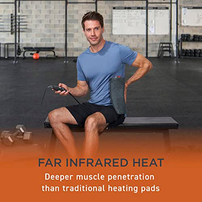 Pure Enrichment PureRelief Pro Far Infrared XL Heating Pad - Muscle Relief for Back, Neck, Shoulder, & Knee Pain in Athletes, 4 Heat Settings, Dry/Moist Heat, 12” x 24” Extra-Long Size (Iron Gray) - size: 12” x 24”